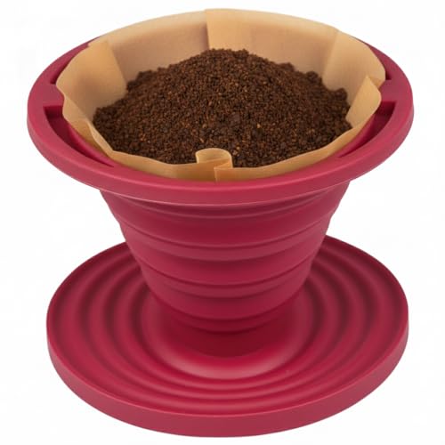 Kuissential SlickDrip Pour Over Coffee Dripper-Collapsible, Reusable Silicone Coffee Filter Cone Holder-Manual Coffee Brewer Makes One to Two Cups of Strong Brew-Great for Hiking, Camping, Gifts - My Kitchen Products