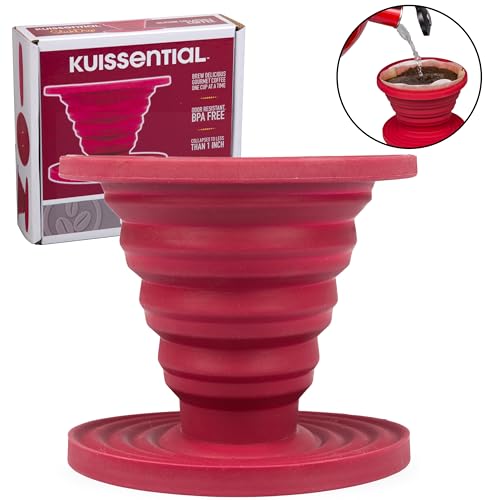 Kuissential SlickDrip Pour Over Coffee Dripper-Collapsible, Reusable Silicone Coffee Filter Cone Holder-Manual Coffee Brewer Makes One to Two Cups of Strong Brew-Great for Hiking, Camping, Gifts - My Kitchen Products