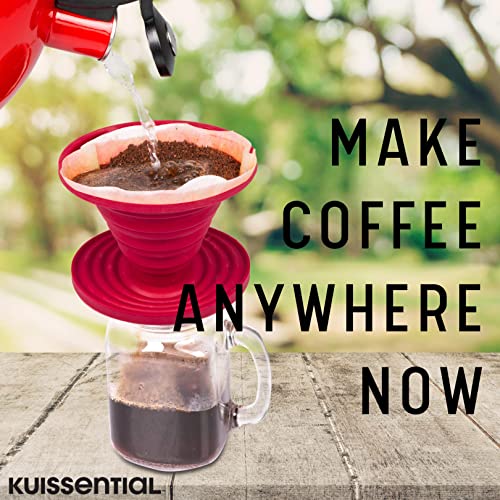 Kuissential SlickDrip Pour Over Coffee Dripper-Collapsible, Reusable Silicone Coffee Filter Cone Holder-Manual Coffee Brewer Makes One to Two Cups of Strong Brew-Great for Hiking, Camping, Gifts - My Kitchen Products