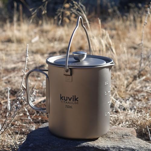 Kuvik Titanium French Press 750ml (25.4 oz) - Ultralight and Compact French Press for Backpacking and Camping - My Kitchen Products