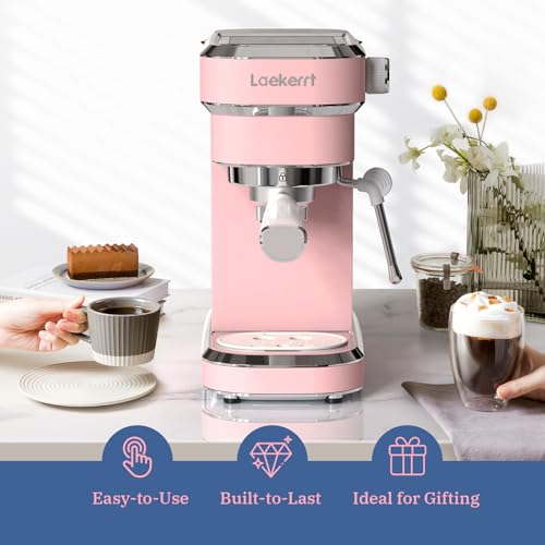 Laekerrt Professional Espresso Machine 20 Bar, Espresso Maker with Milk Frother Steam Wand, Stainless Steel Home Coffee Machines for Cappuccino and Latte, Gift for Women Wife Daughter or Mom, Pink - My Kitchen Products