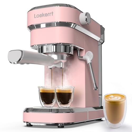 Laekerrt Professional Espresso Machine 20 Bar, Espresso Maker with Milk Frother Steam Wand, Stainless Steel Home Coffee Machines for Cappuccino and Latte, Gift for Women Wife Daughter or Mom, Pink - My Kitchen Products