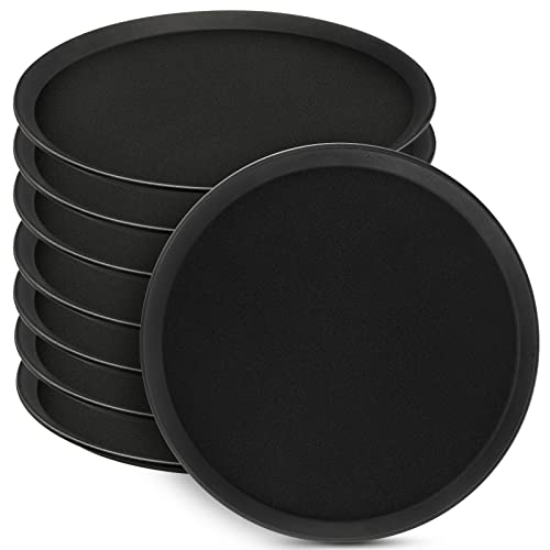Lallisa 8 Pcs 16'' Large Restaurant Serving Trays with Rubber Lined Plastic Non Slip Tray Non Skid Round Serving Platter