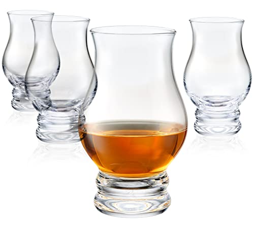Lamarada Whiskey Glasses Set of 4 - Clear Shot Glasses - Old Fashioned Drinking Glasses Bar Gift Set - Brandy Snifter