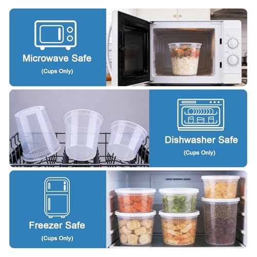 Lamosi 60 Sets Deli Containers with Lids, 8/16/32 oz Quart Containers BPA Free, Airtight Takeout Plastic Food Storage Container, Stackable Leakproof Microwave & Freezer Safe for Soup, Sauce & Leftover - My Kitchen Products