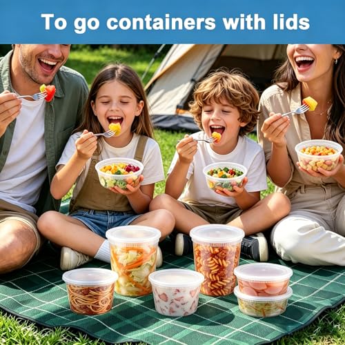 Lamosi 60 Sets Deli Containers with Lids, 8/16/32 oz Quart Containers BPA Free, Airtight Takeout Plastic Food Storage Container, Stackable Leakproof Microwave & Freezer Safe for Soup, Sauce & Leftover - My Kitchen Products