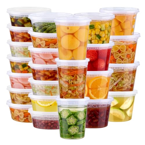 Lamosi 60 Sets Deli Containers with Lids, 8/16/32 oz Quart Containers BPA Free, Airtight Takeout Plastic Food Storage Container, Stackable Leakproof Microwave & Freezer Safe for Soup, Sauce & Leftover - My Kitchen Products