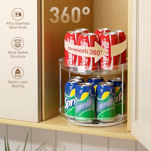 LAMU 2 Tier Lazy Susan Turntable Organizer 9.25'' Rotating Spice Rack Organization for Cabinet, Kitchen, Pantry, Countertop, Bathroom, Vanity, Medicine Cabinet Organizer, Clear - My Kitchen Products