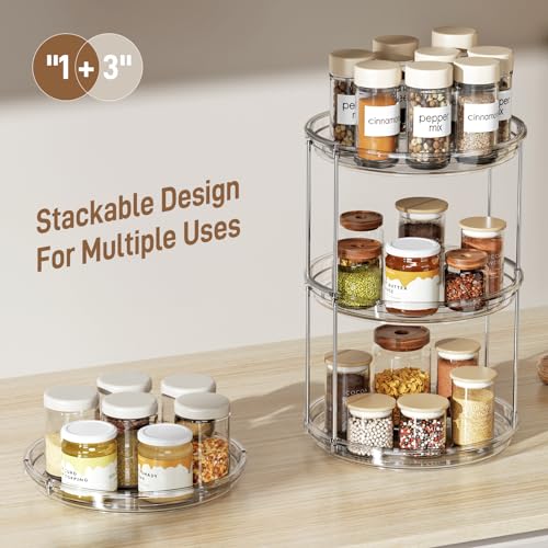 LAMU 2 Tier Lazy Susan Turntable Organizer 9.25'' Rotating Spice Rack Organization for Cabinet, Kitchen, Pantry, Countertop, Bathroom, Vanity, Medicine Cabinet Organizer, Clear - My Kitchen Products