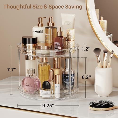 LAMU 2 Tier Lazy Susan Turntable Organizer 9.25'' Rotating Spice Rack Organization for Cabinet, Kitchen, Pantry, Countertop, Bathroom, Vanity, Medicine Cabinet Organizer, Clear - My Kitchen Products