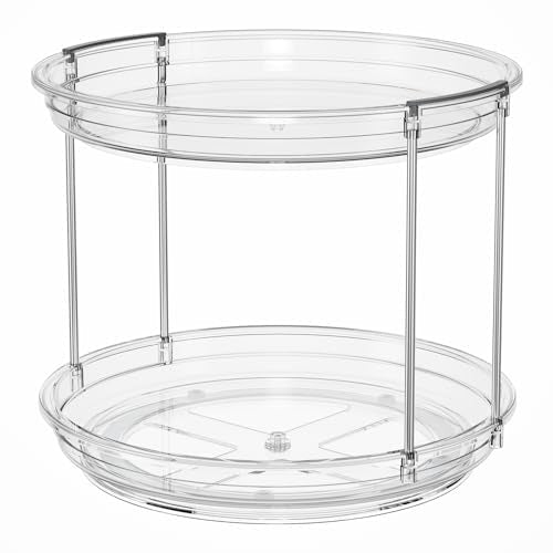 LAMU 2 Tier Lazy Susan Turntable Organizer 9.25'' Rotating Spice Rack Organization for Cabinet, Kitchen, Pantry, Countertop, Bathroom, Vanity, Medicine Cabinet Organizer, Clear - My Kitchen Products