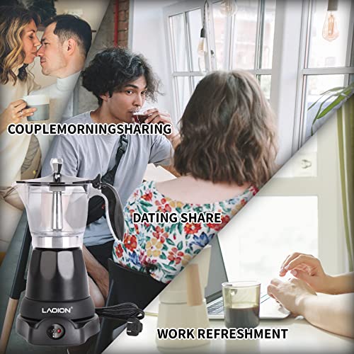 LAOION Cuban Coffee Maker, 6 or 3cup Electric Espresso Coffee Maker, Portable Cafeteras Electricas Modernas, Electric Moka Pot with Detachable Base & Overheat Protection, Coffee Gift for Home Travel - My Kitchen Products