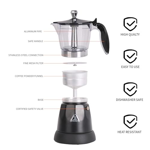 LAOION Cuban Coffee Maker, 6 or 3cup Electric Espresso Coffee Maker, Portable Cafeteras Electricas Modernas, Electric Moka Pot with Detachable Base & Overheat Protection, Coffee Gift for Home Travel - My Kitchen Products