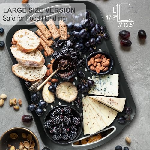 Large Anti-Slip Serving Tray with Handles, Dual Rubber Grippy Lap Food Trays for Eating, Dinning, Breakfast, on Couch/TV, Black & White - Set of 2 - My Kitchen Products