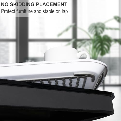 Large Anti-Slip Serving Tray with Handles, Dual Rubber Grippy Lap Food Trays for Eating, Dinning, Breakfast, on Couch/TV, Black & White - Set of 2 - My Kitchen Products
