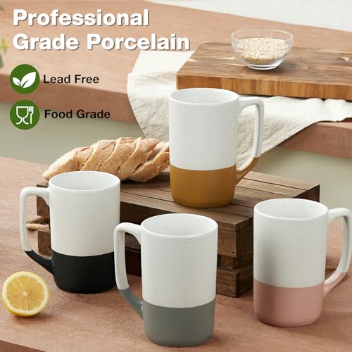 Large Ceramic Coffee Mug Set of 4, 16 oz Tea Cups with Handle, Porcelain Mug for Latte, Hot Tea, Cappuccino, Milk, Cocoa, Microwave & Dishwasher Safe Cups for Men Women Mug Lovers, Housewarming Gift - My Kitchen Products