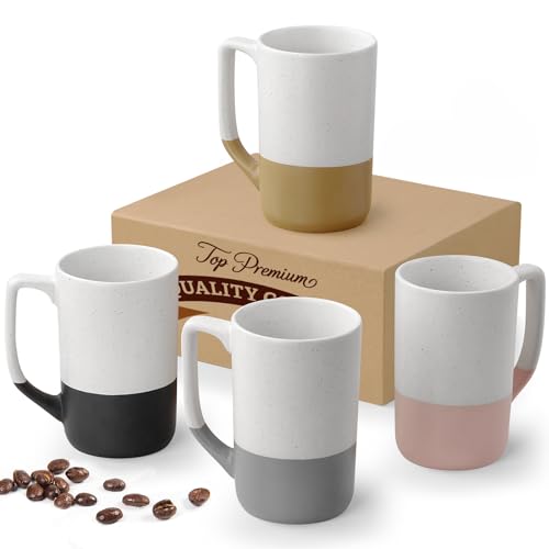 Large Ceramic Coffee Mug Set of 4, 16 oz Tea Cups with Handle, Porcelain Mug for Latte, Hot Tea, Cappuccino, Milk, Cocoa, Microwave & Dishwasher Safe Cups for Men Women Mug Lovers, Housewarming Gift - My Kitchen Products