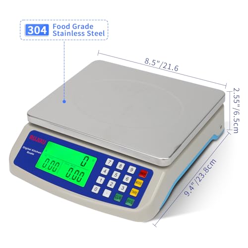Large Digital Kitchen Scale 30KG Commercial Food Scale 66LB for Baking Bread Meat Stainless Steel Price Computing Scale LCD Display,Prep Counting Scale for Parts and Coins Adapter Included - My Kitchen Products