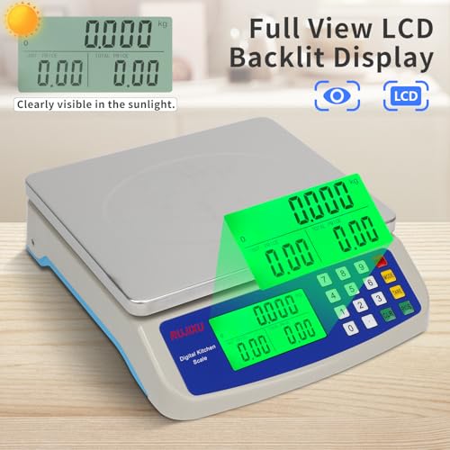 Large Digital Kitchen Scale 30KG Commercial Food Scale 66LB for Baking Bread Meat Stainless Steel Price Computing Scale LCD Display,Prep Counting Scale for Parts and Coins Adapter Included - My Kitchen Products
