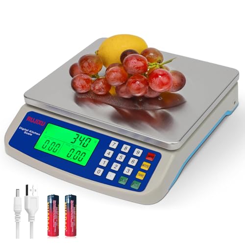 Large Digital Kitchen Scale 30KG Commercial Food Scale 66LB for Baking Bread Meat Stainless Steel Price Computing Scale LCD Display,Prep Counting Scale for Parts and Coins Adapter Included - My Kitchen Products