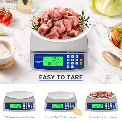 Large Digital Kitchen Scale 30KG Commercial Food Scale 66LB for Baking Bread Meat Stainless Steel Price Computing Scale LCD Display,Prep Counting Scale for Parts and Coins Adapter Included - My Kitchen Products
