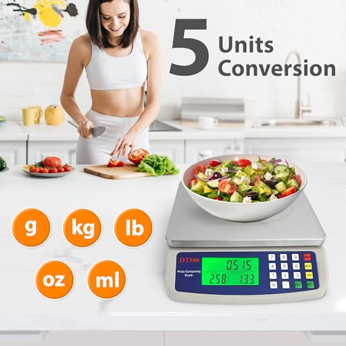 Large Digital Kitchen Scale 40kg/88lb Stainless Steel Price Computing Scale Counting Scale Deli Scale with LCD Display for Baking Bread Cooking Meat Prep Parts and Coins Adapter Included - My Kitchen Products