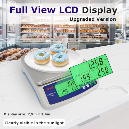 Large Digital Kitchen Scale 40kg/88lb Stainless Steel Price Computing Scale Counting Scale Deli Scale with LCD Display for Baking Bread Cooking Meat Prep Parts and Coins Adapter Included - My Kitchen Products