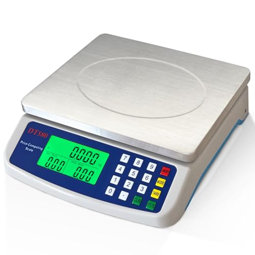 Large Digital Kitchen Scale 40kg/88lb Stainless Steel Price Computing Scale Counting Scale Deli Scale with LCD Display for Baking Bread Cooking Meat Prep Parts and Coins Adapter Included - My Kitchen Products