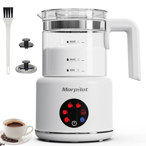 Large Electric Milk Frother and Steamer, 16.9oz/500ml Milk Steamer and Frother for Latte or Hot Chocolate, Dishwasher Safe, BPA Free, 6 Functions, Enjoy Perfect Milk Froth in 2 Min (White-Glass) - My Kitchen Products