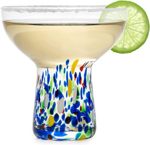 Large Stemless Margarita Glasses Set of 2-14oz Luxury Hand Blown Confetti Margaritas, Martini, Cocktails, Water, Wine, Dessert & Champagne Glasses Cinco de Mayo - My Kitchen Products
