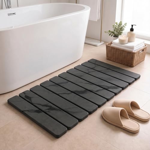 Large Stone Dish Drying Mat for Kitchen Counter, Quick Dry Stone Dishes/Bath Mats,Foldable Water Absorbing Diatomaceous Earth Drying Organizer Pad for Plate Rack Bottles Utensils(Dark Gray 24"×16") - My Kitchen Products