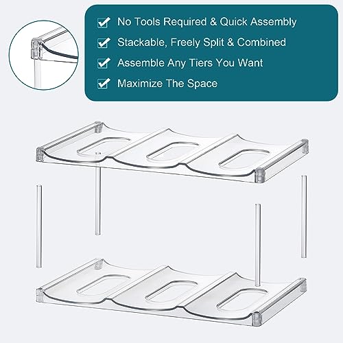 LARGER Compartment - Stackable Water Bottle Organizer Holder - for Stanley & Others' Large Tumbler - Clear Wine Rack, Cup Bottle Holder for Cabinet Home Countertop Fridge Pantry Shelf, 3 Tier Hold 9 - My Kitchen Products