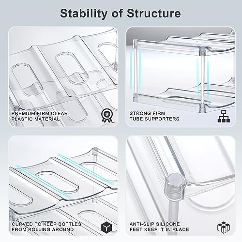 LARGER Compartment - Stackable Water Bottle Organizer Holder - for Stanley & Others' Large Tumbler - Clear Wine Rack, Cup Bottle Holder for Cabinet Home Countertop Fridge Pantry Shelf, 3 Tier Hold 9 - My Kitchen Products