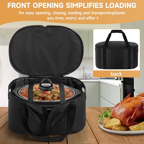 LASUK Portable Slow Cooker Travel Bag, Isulated Carrier Case Tote for 4-8 Quart Crock Carrier Compatible with Else Brands, Internal Mesh Net Holds Pot in Place, For Travel, Outdoor, Picnic, Black - My Kitchen Products