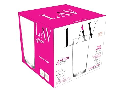 LAV Premium Long Drink Glasses, Lead-Free Highball Glass Set, Pack of 4, Dishwasher Safe, for Water, Juice, Cocktails, Tom Collins, Lemonade, Soda, Iced Tea, Mocktails 16 1/2 oz - My Kitchen Products