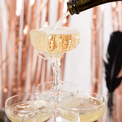 LAV Small Champagne Coupe Cocktail Glasses Set of 4 - Margarita, Martini, Wine, Cute Vintage Glassware - 7.9 oz - Elegant Classy Birthday, Bachelorette Party Gift, Bride, Champagne Tower, Home, Bar - My Kitchen Products