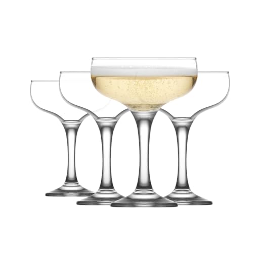 LAV Small Champagne Coupe Cocktail Glasses Set of 4, Margarita, Martini, Wine, Cute Vintage Glassware, 7.9