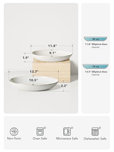 LE TAUCI Ceramic Serving Bowls Set of 2, Large Serving Dishes for Entertaining, 11.8 & 13.7 Inch Oval Serving platter, Salad Fruit Bowl, Pasta Bowls, Microwave & Dishwasher Safe - Arctic White - My Kitchen Products