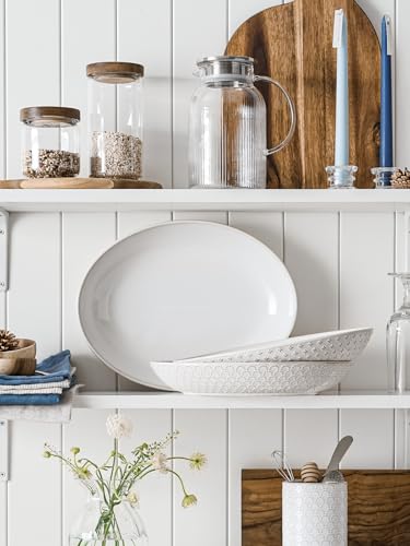 LE TAUCI Ceramic Serving Bowls Set of 2, Large Serving Dishes for Entertaining, 11.8 & 13.7 Inch Oval Serving platter, Salad Fruit Bowl, Pasta Bowls, Microwave & Dishwasher Safe - Arctic White - My Kitchen Products