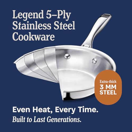 LEGEND COOKWARE 5-Ply Stainless Steel Cookware Set, 14-Piece Pots and Pans Set - Induction Compatible, Oven Safe 800°F - Non-Toxic, No Coatings - Built to Last Generations - My Kitchen Products
