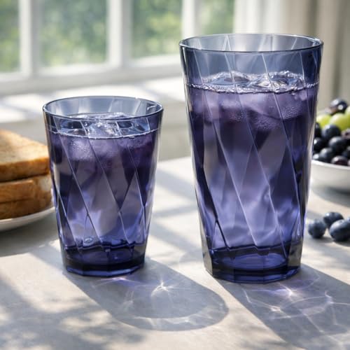 LemonRoad 12 Pack Reusable Plastic Drinking Glasses Set - 20oz & 13.5oz Stackable Tumbler, Shatter-resistant Highball Cups for Water, Cocktail, Iced Coffee, Indoor Outdoor Use, BBQ, Patio, Pool (Grey) - My Kitchen Products