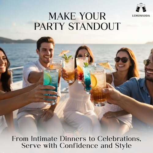 LEMONSODA Premium Highball 12oz/15oz Glass Sets - Elegant Tom Collins Glasses - Tall Water Drinking Glasses - Bar Glassware for Mojito, Whiskey, Cocktail (15oz, Set of 6) - My Kitchen Products