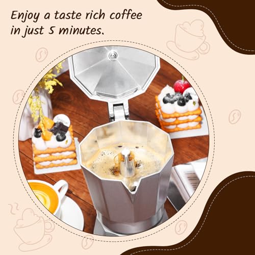 Lemosae Coffee Pot 6 Cup Electric Espresso Coffee Maker Italian Moka Maker 300ml Portable Aluminum Espresso Machine Cafetera Moka Pot with Detachable Base, Gift for Home Travel (Silver) - My Kitchen Products