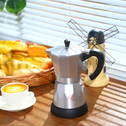 Lemosae Coffee Pot 6 Cup Electric Espresso Coffee Maker Italian Moka Maker 300ml Portable Aluminum Espresso Machine Cafetera Moka Pot with Detachable Base, Gift for Home Travel (Silver) - My Kitchen Products