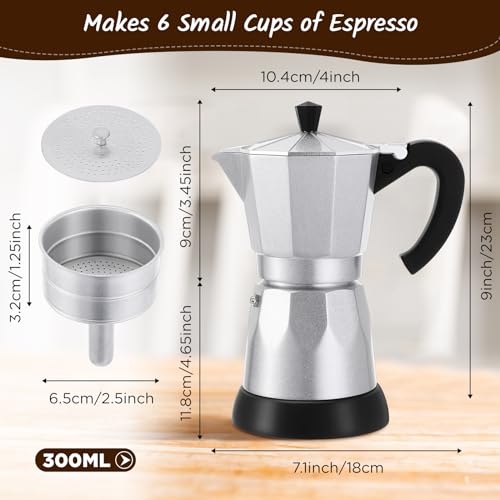 Lemosae Coffee Pot 6 Cup Electric Espresso Coffee Maker Italian Moka Maker 300ml Portable Aluminum Espresso Machine Cafetera Moka Pot with Detachable Base, Gift for Home Travel (Silver) - My Kitchen Products