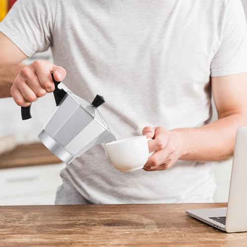 Lemosae Coffee Pot 6 Cup Electric Espresso Coffee Maker Italian Moka Maker 300ml Portable Aluminum Espresso Machine Cafetera Moka Pot with Detachable Base, Gift for Home Travel (Silver) - My Kitchen Products