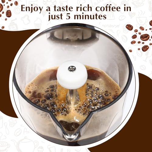 Lemosae Electric Espresso Maker Transparent Coffee Maker Electric Moka Pot Portable Aluminum Espresso Machine Italian Moka Pot with Detachable Base, Coffee Gift for Women Men Home Travel (White,6 Cup) - My Kitchen Products