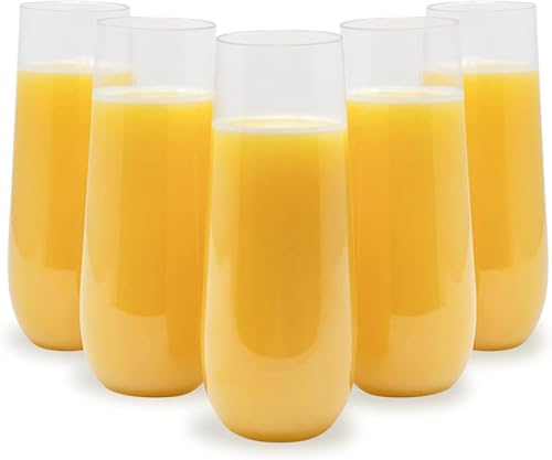 Lendra 30 Plastic Stemless Champagne Flutes - Disposable Unbreakable toasting glasses, 30 pack | Clear Fancy Shatterproof & Reusable 9 Oz Champagne glass, BPA free (30 Pack - Clear) - My Kitchen Products