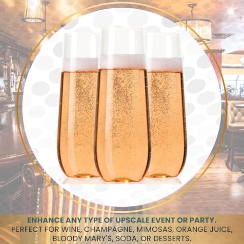 Lendra 30 Plastic Stemless Champagne Flutes - Disposable Unbreakable toasting glasses, 30 pack | Clear Fancy Shatterproof & Reusable 9 Oz Champagne glass, BPA free (30 Pack - Clear) - My Kitchen Products