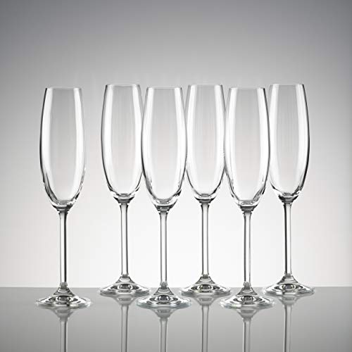 Lenox Champagne Flutes, Tuscany Classics 8 Oz Champagne Glasses Set of 6, 1.5 x 10-inch, Clear European Glass, Stemware, Dishwasher Safe, Wedding Decor, New Years, 8 Oz Flute Glasses (6-Piece) - My Kitchen Products